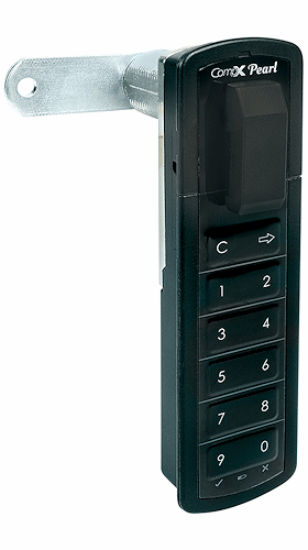 CompX Timberline Pearl Matte Black 1 3/4" Top Vertical Mount Push Button Electronic Lock - SKU: PRLK-M-T-5-BK