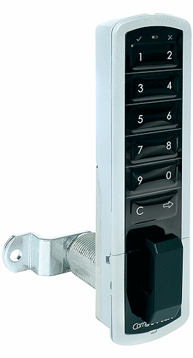 CompX Timberline Pearl Satin Silver 1 3/16" Vertical Mount Push Button Electronic Lock - SKU: PRLK-M-V-3