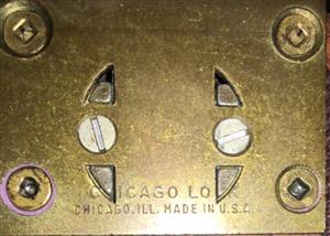 Back of Chicago LL151 Roll-Top Desk Lock