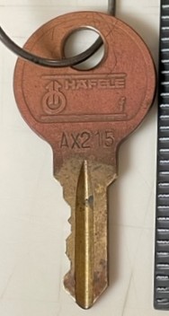 Hafele AX215 Lock Key